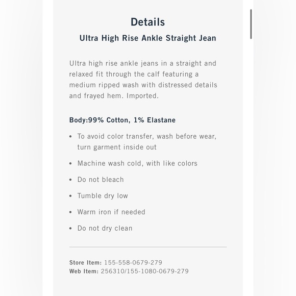 Abercrombie & Fitch Ultra High Rise Ankle Straight Jean - Picture 2 of 4